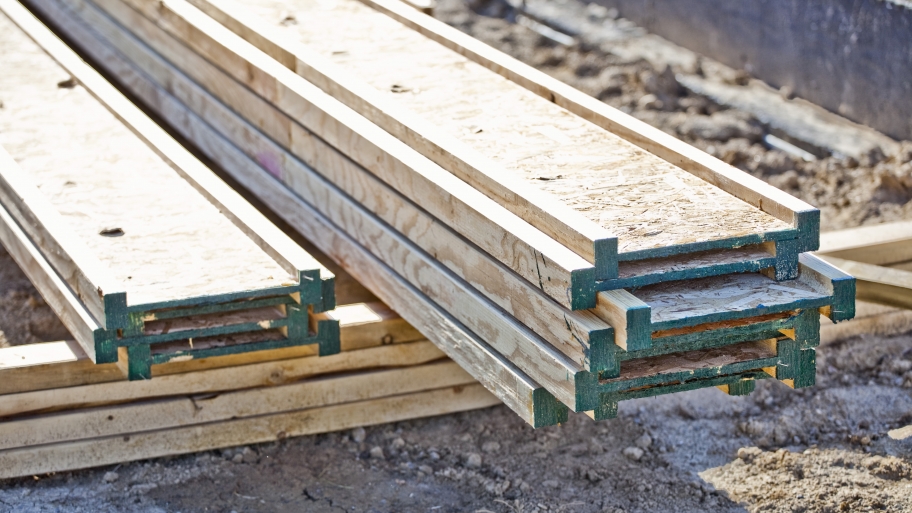 home construction remodeling site wood stack